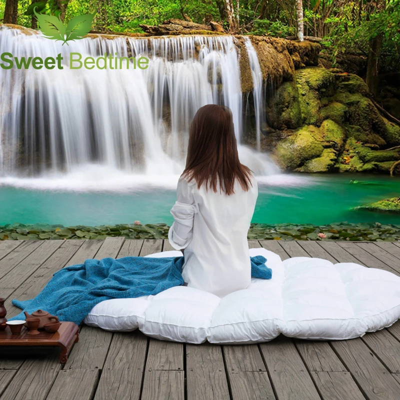 cheap custom made Round bed topper goose down Featherbeds tatami mats star hotel mattress pads protector cover big floor bed yoga mats