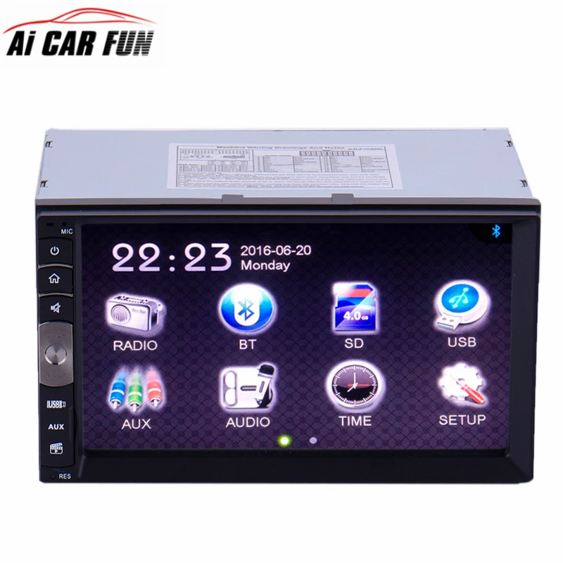 

7 inch 2 Din HD Touch Screen Car Radio MP5 Player Bluetooth Car Stereo Vedio AM/FM Radio USB/TF Support MP3/WMA/WAV Aux Input