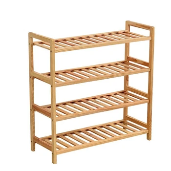 

4 Tier Solid Wood Shoe Cabinet Shoe Shelf Simple Shelf Flower Rack Size:70x55x25cm