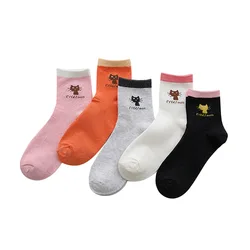 2018 5 pairs knitting women ankle socks cotton new all cotton anti-stink cute socks cartoon cat sock wholesale 2018 5 pairs knitting women ankle socks cotton new all cotton anti-stink cute socks cartoon cat sock wholesale