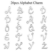 (10Pcs) A-Z Initial Letters Pendant Charms Stainless Steel Letter Charms For Bracelet Necklace DIY Fashion letter Charms цена (10Pcs) A-Z Initial Letters Pendant Charms Stainless Steel Letter Charms For Bracelet Necklace DIY Fashion letter Charms цены онлайн