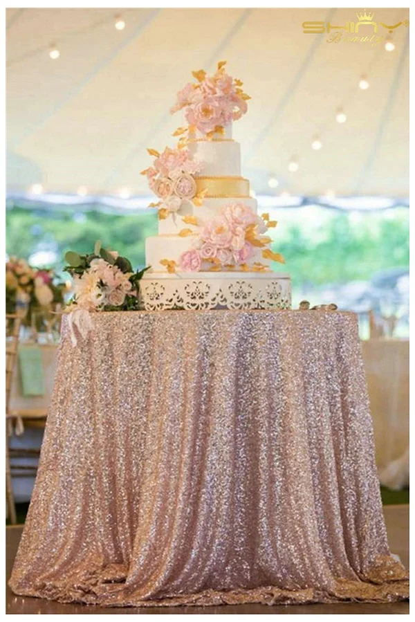 

132in round Champagne Blush Sequin Tablecloth Champange Wedding Tablecloth Party Tablecloth Banquet Tablecloth-(330cm round)-y