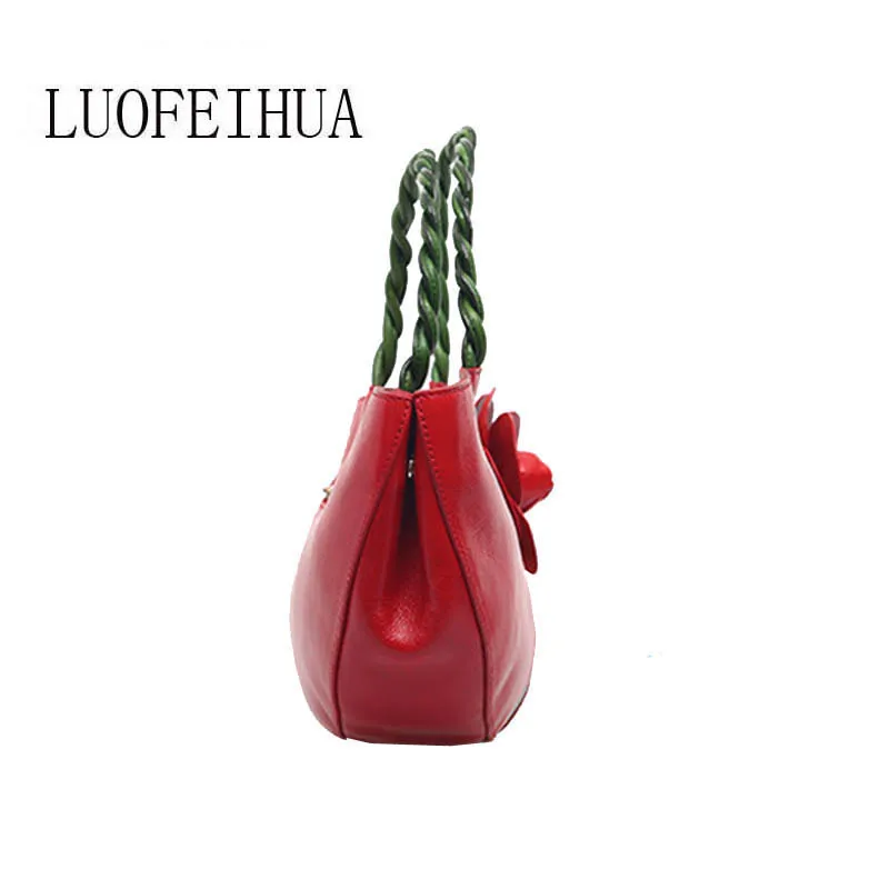 Ethnische Hand Handtasche Designer Blume 2019 Stil Black Reinem brown Erstellt red Luofeihua Neue Leder Retro Tasche 74WCCqSI