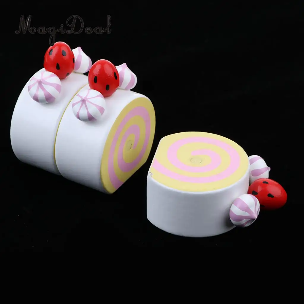 Simulation Wooden Bithday/ Strawberry Cake Kids Food Pretend Cutting Toy Girls Birthday Gift