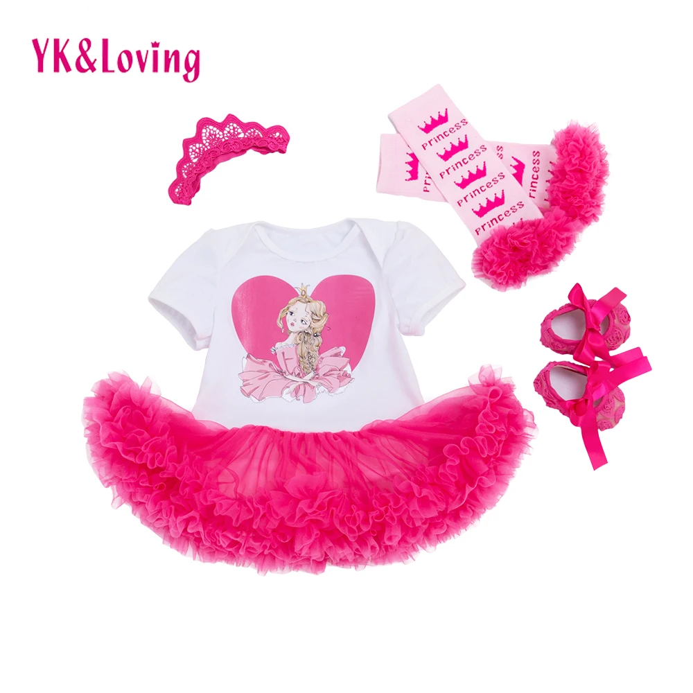 Buy Cute Princess Pink Baby Girls Clothing 4Pcs Sets Newborn Infant Cotton