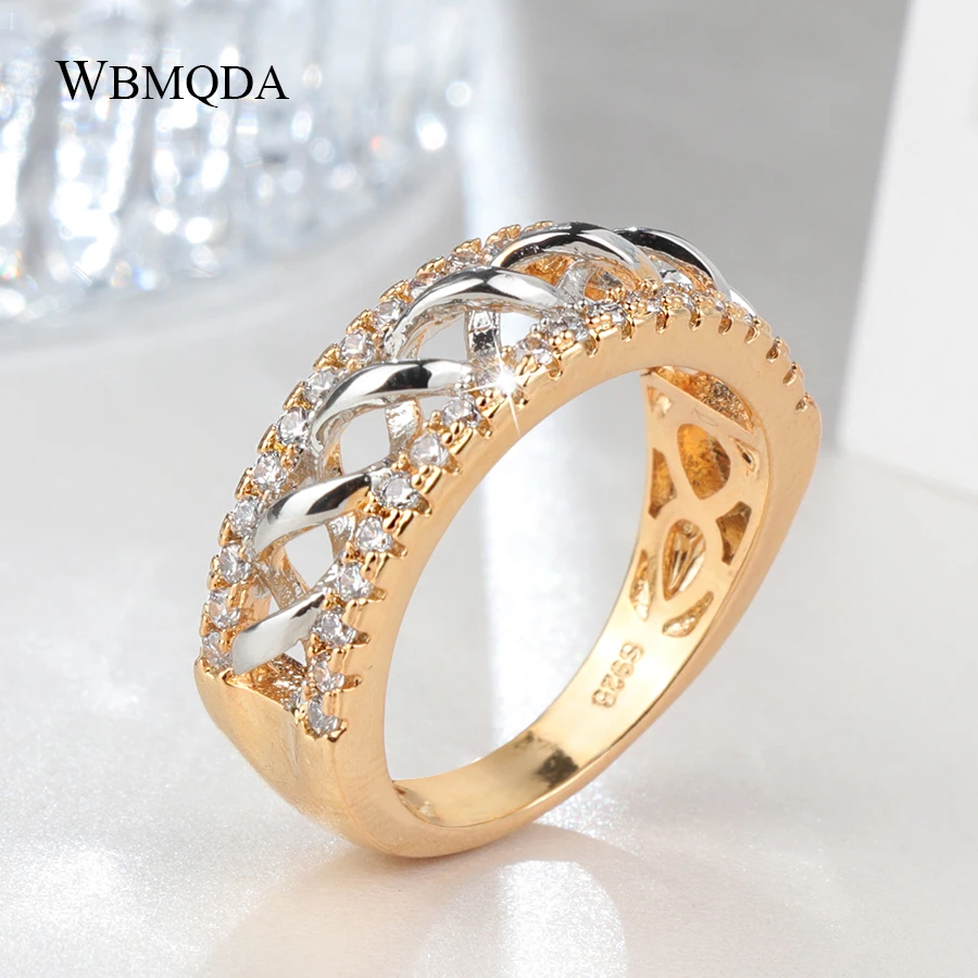 

Wbmqda Rings For Woman New Trendy Cross Shape Cubic Zirconia Two-color Plating Wedding Engagement Ring Fashion Jewelry