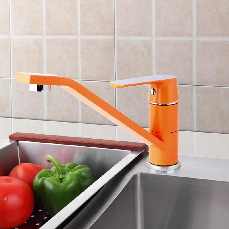 FRAP 1 Set News Fashion Style Multi-color Kitchen Faucet Cold and hot water taps White Orange Green 360 Rotation Torneiras F4933 FRAP 1 Set News Fashion Style Multi-color Kitchen Faucet Cold and hot water taps White Orange Green 360 Rotation Torneiras F4933