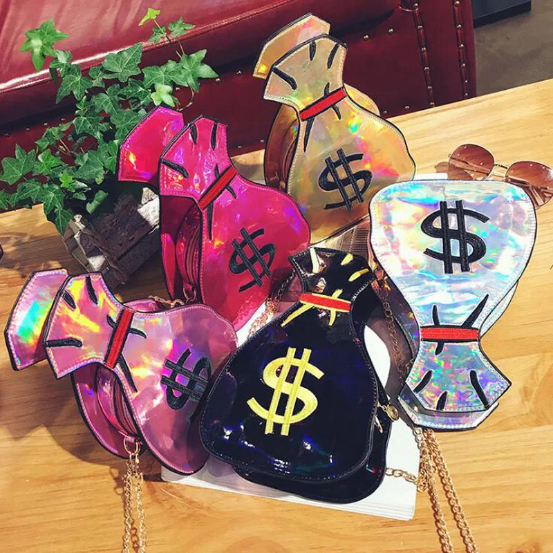 

50pcs/lot Personality Money Bag Shape Women's PU Leather Leather Messenger Bags Shoulder Bags Handbag