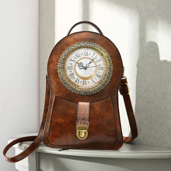

Creative vintage workable clock handbag time function collection shoulder bag women luxury tote bag crossbody unique home dector