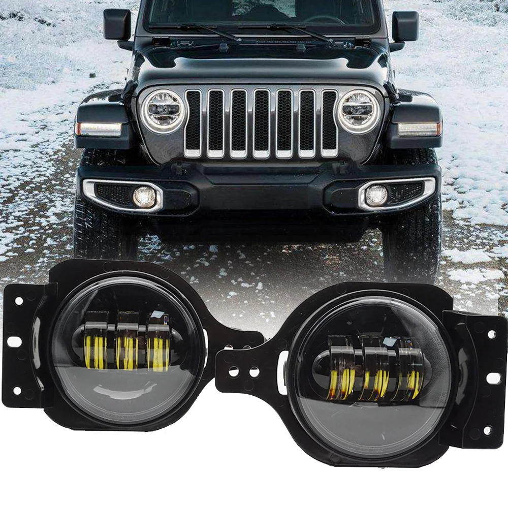 2019 New 4 inch fog light 30W 40W Round led DRL Angel Eye Halo Ring for 2018 Jeep Wrangler JL