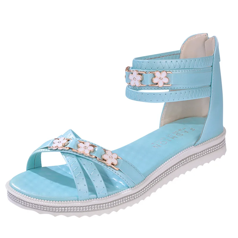 

Kseniya Kids Sandals Girls Summer Patent Leather Flat Heels Children Girls shoes 10 11 12 13 14