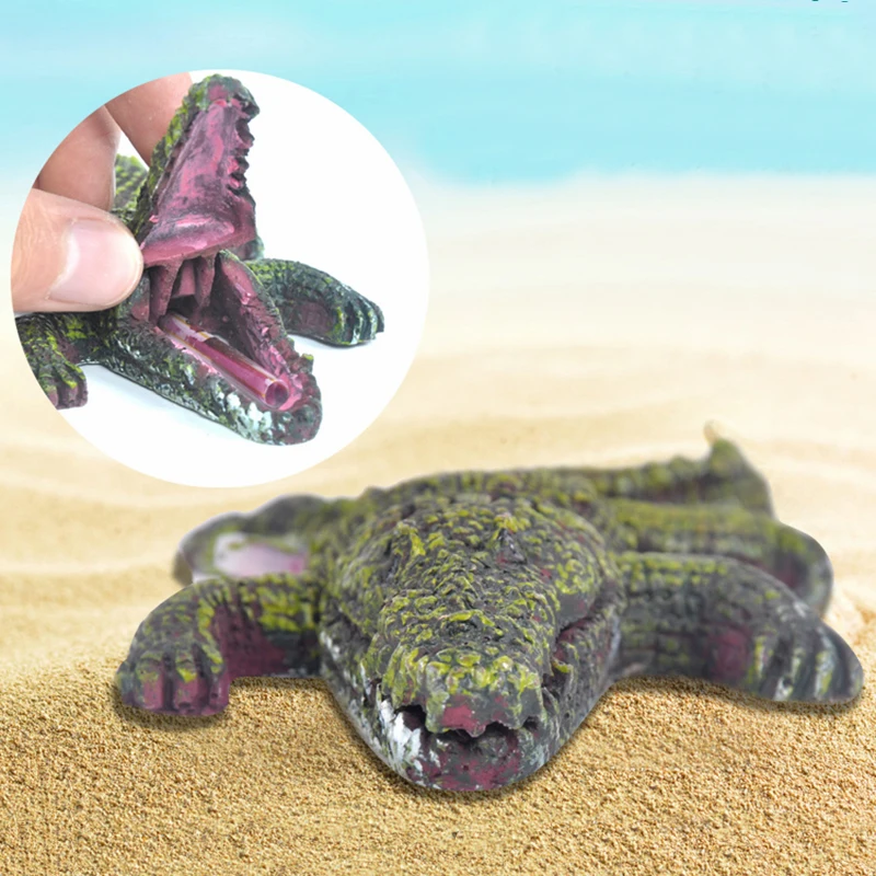 

aquarium decoration resin crocodile pneumatic toy fish tank air drive ornament connect to air pump