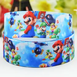 7/8 ''(22 мм) Super Mario Bros характер печатных Grosgrain ленты вечерние партия атласная отделка ленты X-02098 OEM 10 ярдов