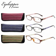 R908 Mix Eyekepper reader 3 Упаковка женских очков для чтения с красивым рисунком и мягкий чехол для женщин+ 0,50-+ 4,00