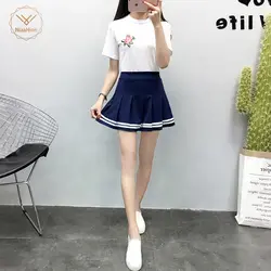 8 видов цветов Большие размеры японская школьная форма юбки эластичные с высокой талией однотонные плиссированные юбки Harajuku девушки A-Line