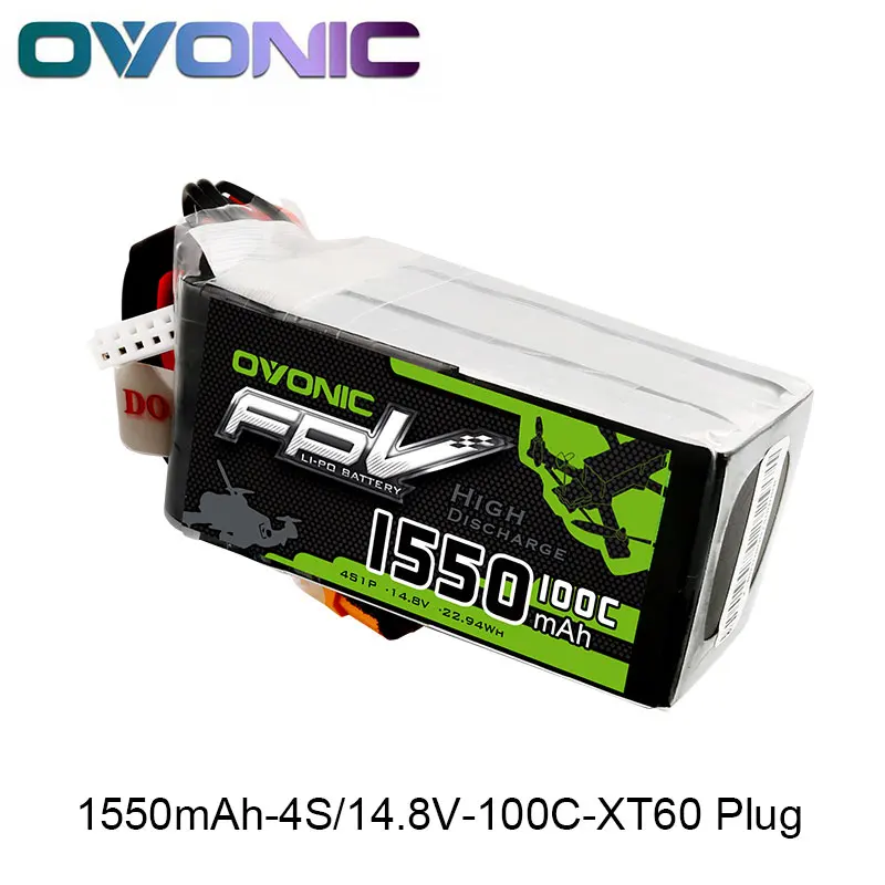 2 упаковки ovoic 1550mAh 4S 100C Max 200C 14,8 V Lipo батарея XT60 разъем FPV гоночный Дрон Квадрокоптер Дрон гонщик