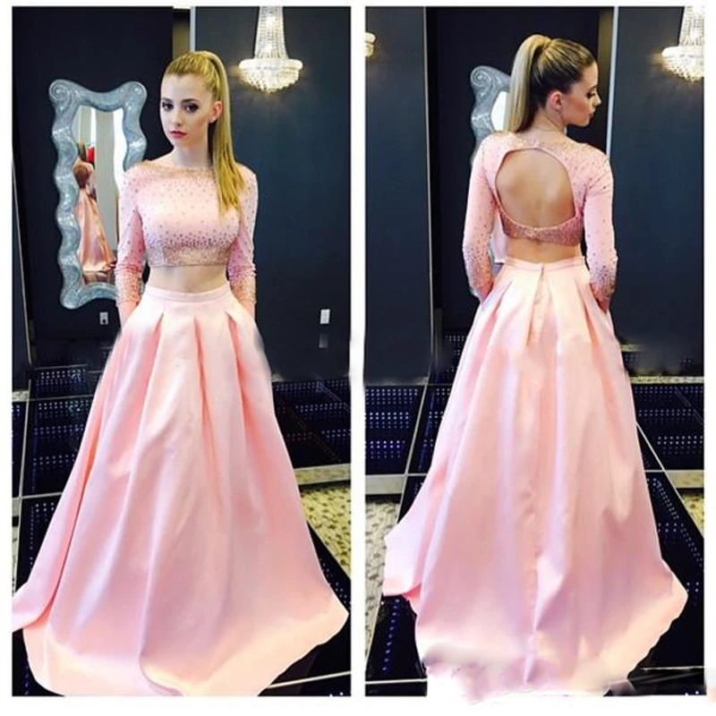 long pink pleated maxi skirt