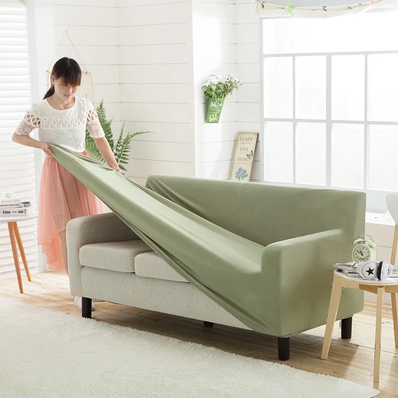 cahaya hijau universal peregangan sofa penutup sofa untuk ruang tamu warna solid sudut sofa sarung meliputi spandex penutup untuk sofa