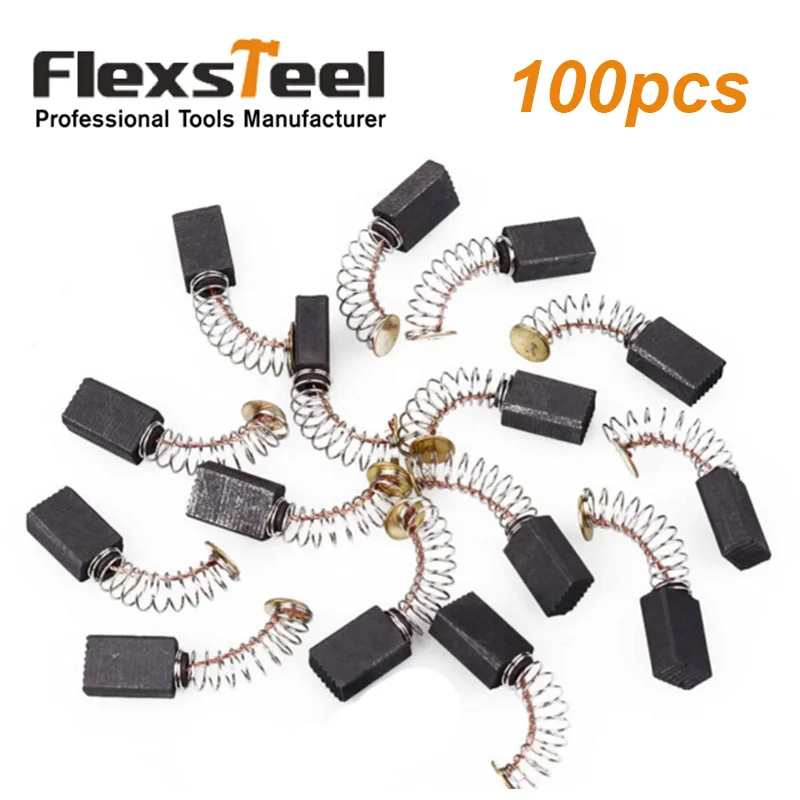 

Flexsteel 100 Pieces 12MMx5MMx8MM Generator Electric DC Motor Drill Carbon Brush Washing with Spring Power Tool Part Accessories
