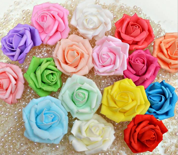 100pcs/lot 14 colors Artificial Foam Roses PE Foam Rose Flower Head