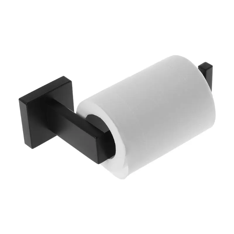 

Stainless Steel Toilet Paper Holder Wall Mount Tissue Roll Hanger Bathroom Accessories Black