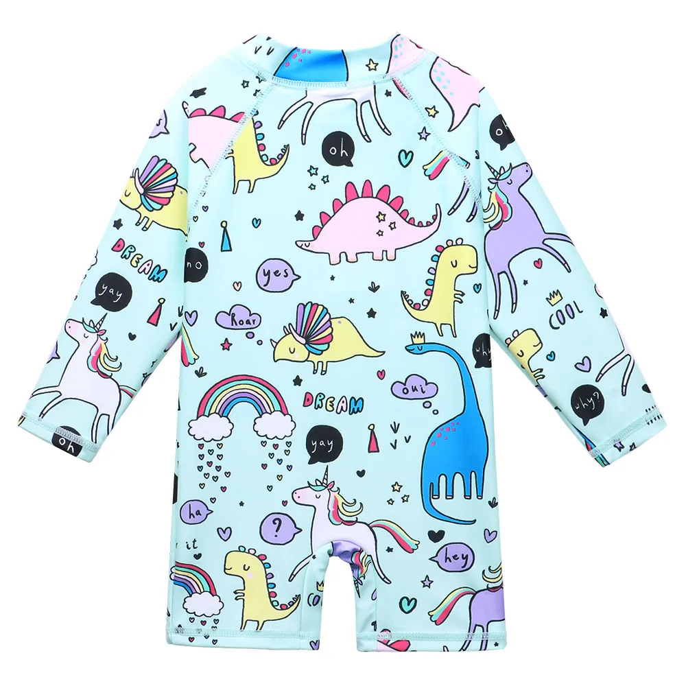 BAOHULU Cartoon Dinosaur Baby Swimwear Girl 2020 Summer Long Sleeves Children Swimsuit Girls Boys Swimwear Toddler Bathing Suit