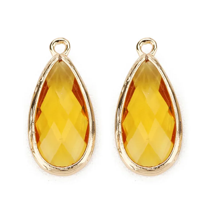 LOULEUR 6 цветов камень рождения натуральный камень подвеска в виде капли воды стекло кристалл для Diy Шарм ожерелье изготовление для женщин ювелирные изделия - Окраска металла: yellow
