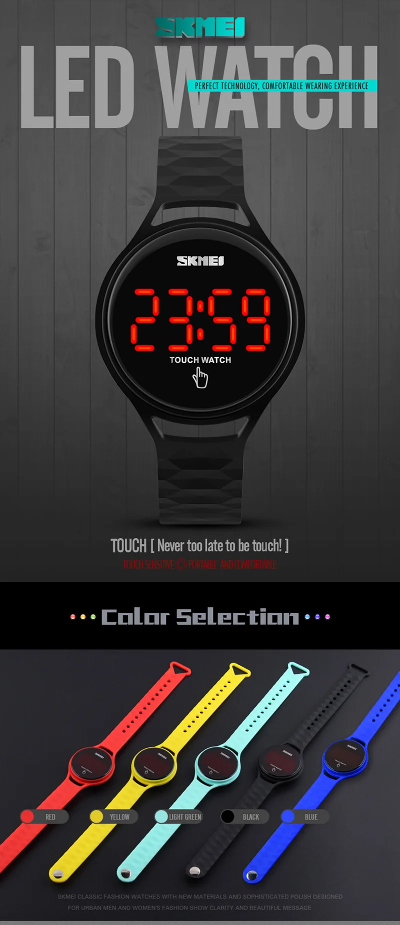 Женские часы с сенсорным экраном Топ люксовый бренд SKMEI Цифровые ...