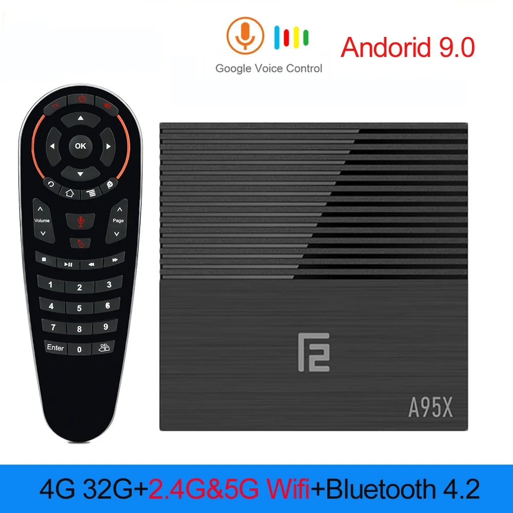 ТВ-приставка A95X F2 4K HD Android 9,0 4 Гб LPDDR3 Amlogic S905X2 с пультом дистанционного управления Google Voice 2,4G и 5G Wifi BT 4,2 4K YouTube телеприставка - Цвет: Оранжевый
