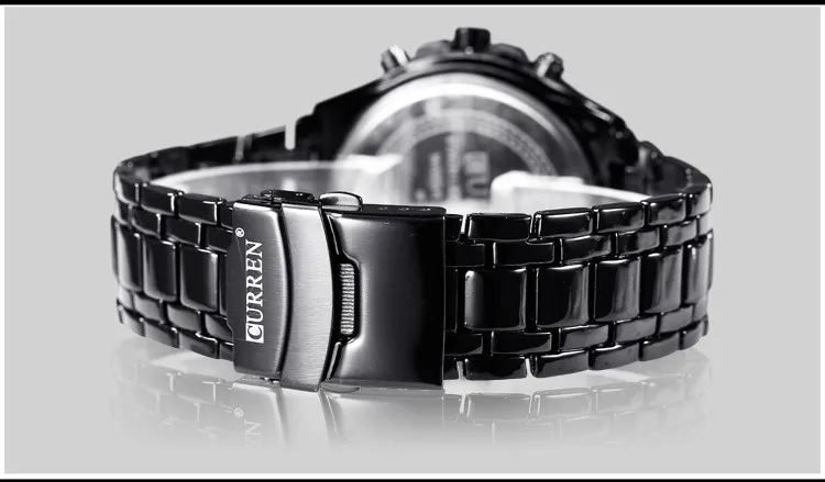 CURREN Новые Роскошные Модные Аналоговые военные спортивные мужские часы полностью стальной ремешок черные кварцевые мужские часы Relogio Masculino