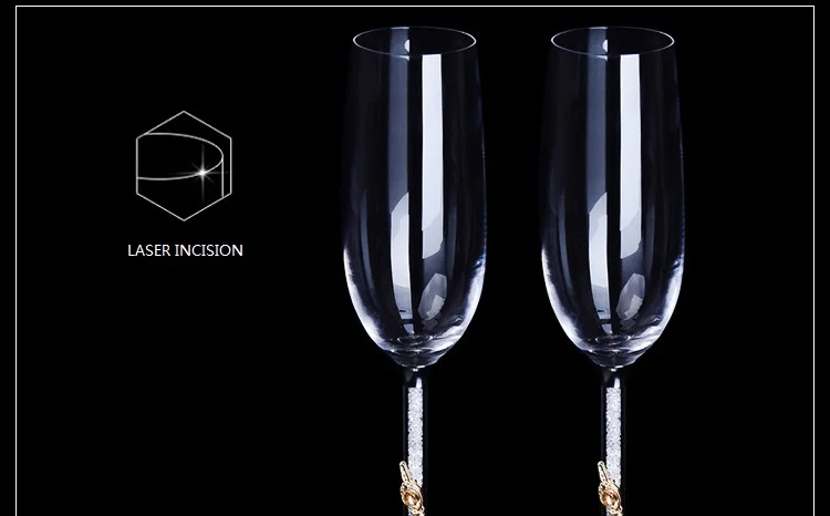 OUSSIRRO, 2 шт., креативные эмалированные Хрустальные стеклянные бокалы для шампанского, Коктейльные флейты, бокалы для вина es, роскошные Идеальные подарки для влюбленных на свадьбу