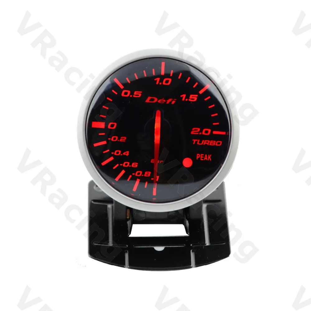 VSRacing 2.5 Inch 60mm Defi BF Gauge Car Turbo Boost Meter, Red + White