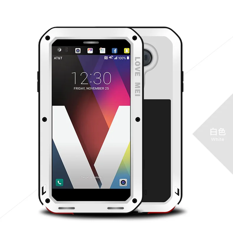 Love Mei металлический чехол для LG V30 Plus V35 V40 V50 ThinQ противоударный чехол для телефона чехол для LG G7 ThinQ полный корпус анти-осень Броня чехол - Цвет: Белый