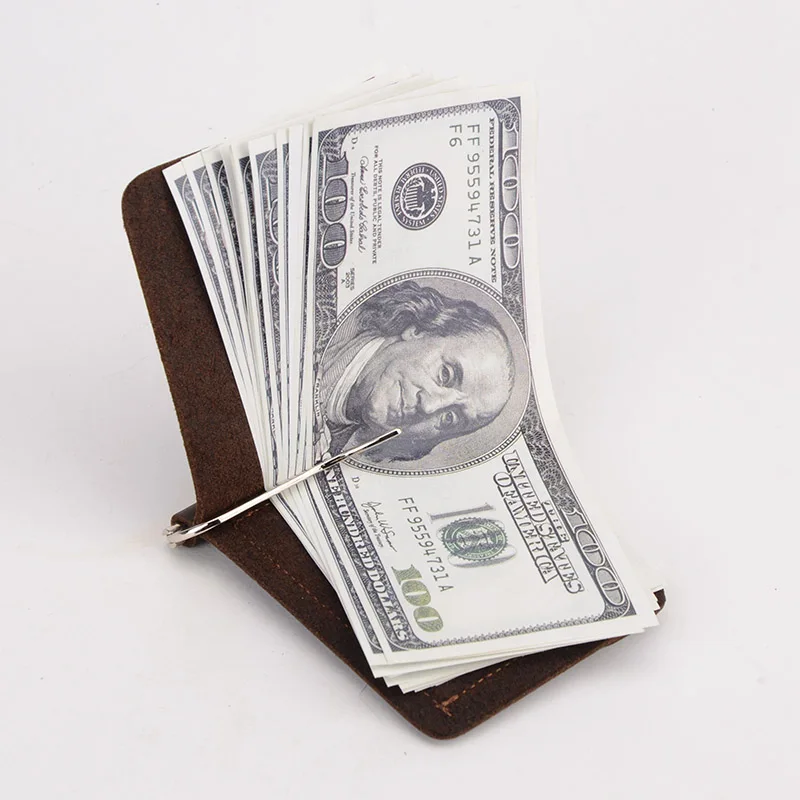 New Arrival Crazy Horse Leather font b Money b font font b Clips b font Genuine