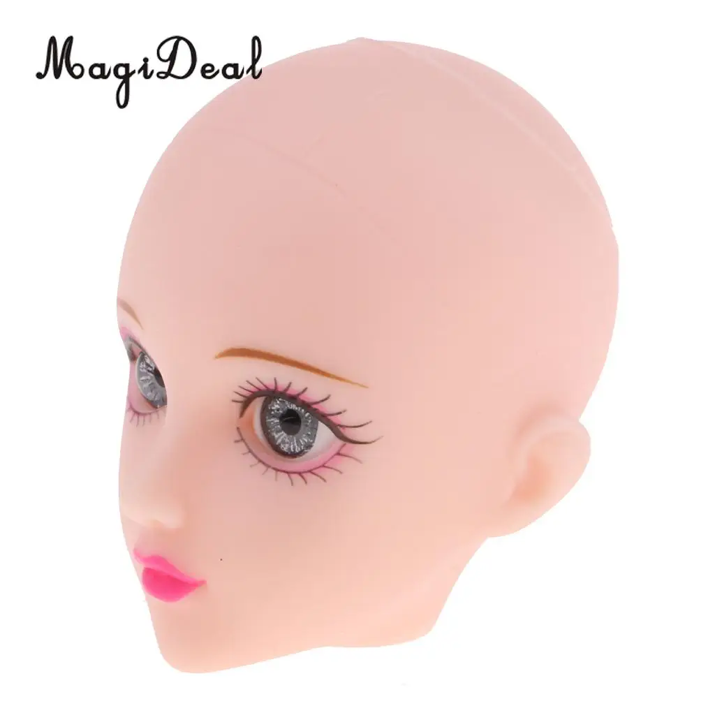 Jointed Girl Doll Head with Gray Eyes for 1/6 BJD Doll Body Parts Accessory