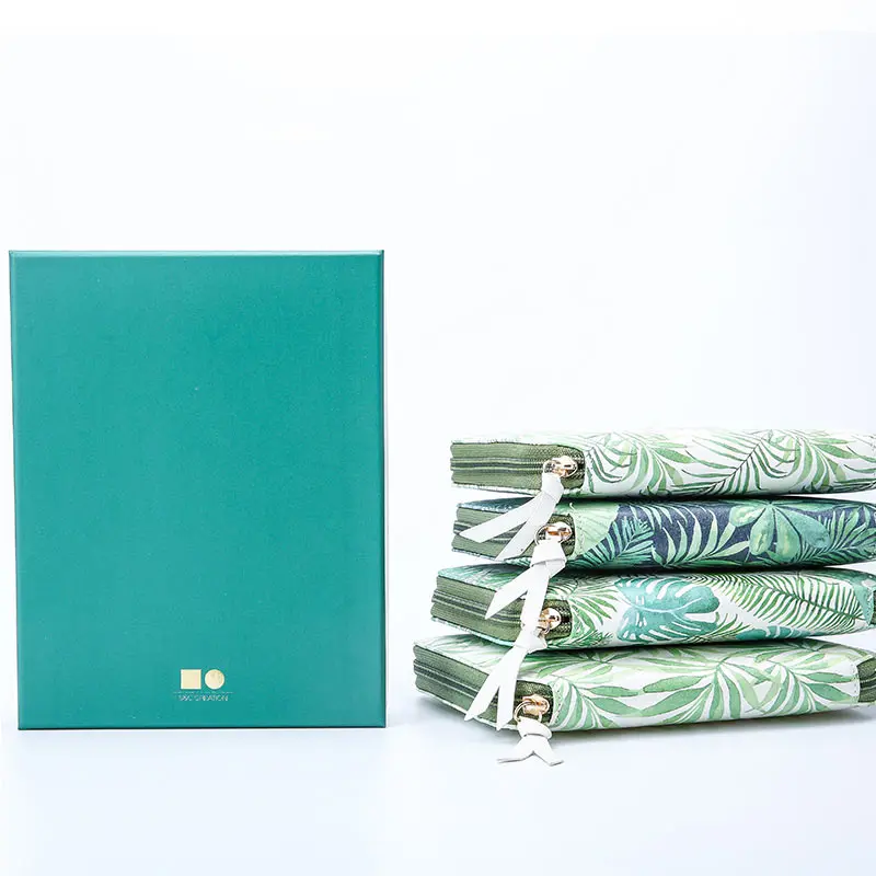 Yiwi зеленый лес растений тетрадь A6 оснастки связующий дневник милый мешок на молнии из искусственной кожи Органайзер планировщик с подарочной коробкой