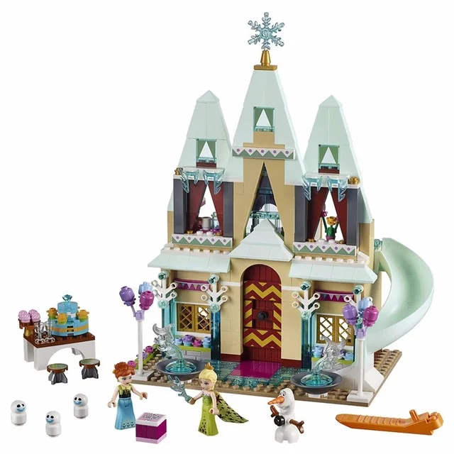 

Fairy tale Arendelle Castle Celebration building block princess snow Queen Elsa & Anna Olaf minifigures compatible legoes 41068