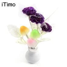 Luminaria Home Bedroom Decoration Light Sensor LED Night Light Lamp Mushroom Flower Plant Colorful Nightlights Lilac US Plug #KF