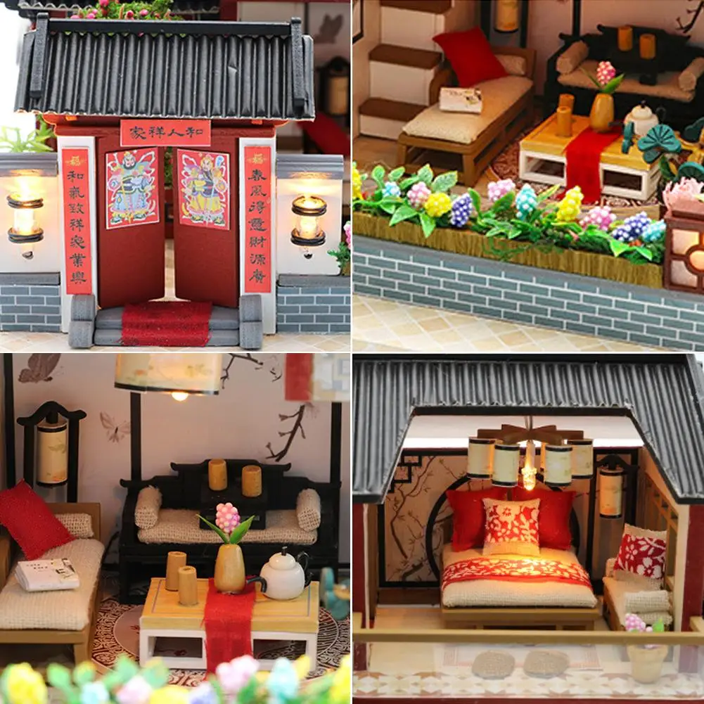 Деревянный Детский миниатюрный кукольный домик, игрушка для детей, сделай сам, кукольный дом, Модель для сборки ребенка ручной работы, деревянная хижина, японский стиль, подарок на день рождения, игрушка