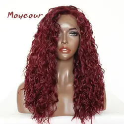 Maycaur бордовый фигурные Синтетические волосы на кружеве парики натуральных волос синтетические парики волос для Для женщин 20 дюймов