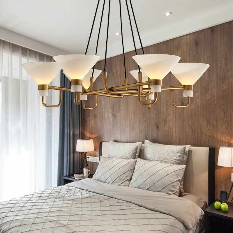 

American Modern Living Room Led Luminarias Chandelier Adjustable Glass Shades Led Pendant Chandelier Hang Lamparas Fixtures