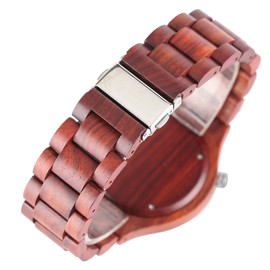 100% Nature Red Sandalwood Full Wooden Bangle Watches Simple Men's Handmade Wood Quartz-watch Bamboo Wrist Watch Reloj de madera