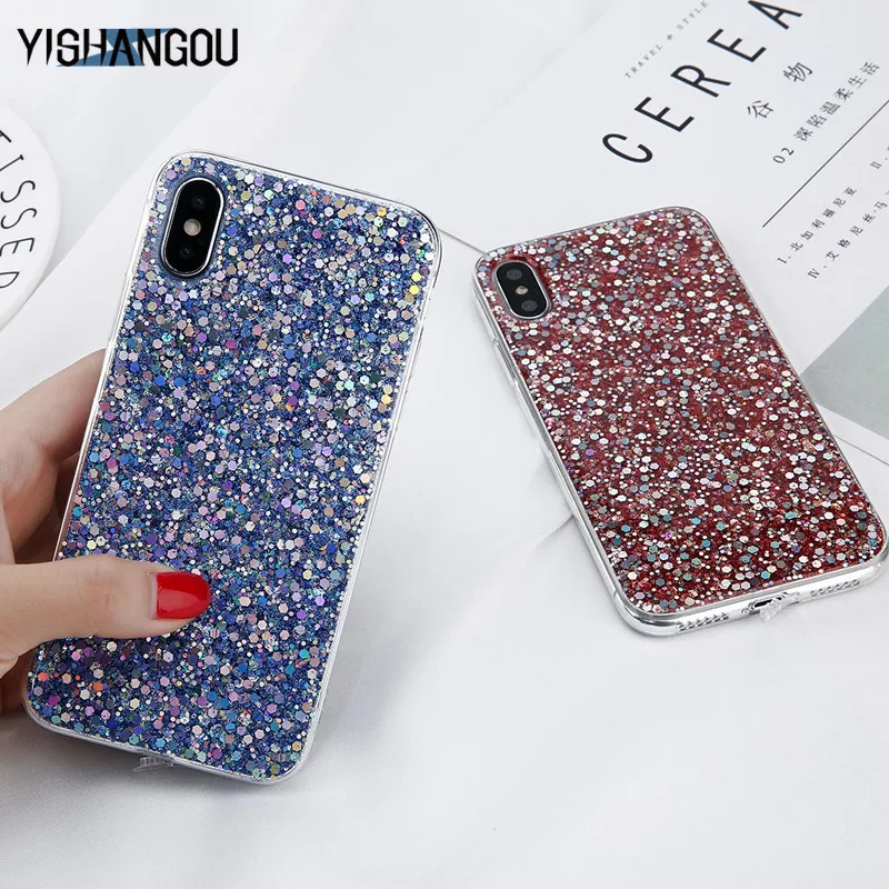 

Fashion Bling Glitter Phone Case For Xiaomi MI 8 SE Note 5 6 Pro Cases For iPhone 6 6S 7 8 Plus X XR XS Max Soft Silicon Cover