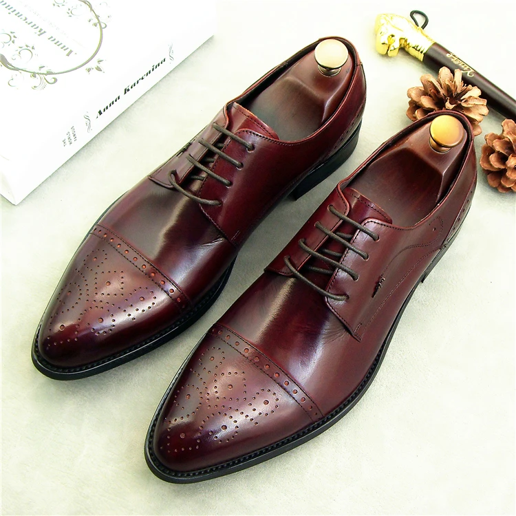Negocios Primavera Cuero Zapato Moda 3 Genuino Tallada Boda 2 Hombres De 1 Derby La Rendimiento Borgues Oxfords Zapatos B7qB0w