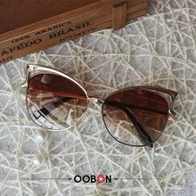OOBON 2017 New Big Round Frame Sun Glasses 9 Colors Summer Cat Eye Sunglasses Women Brand Designer oculos de sol