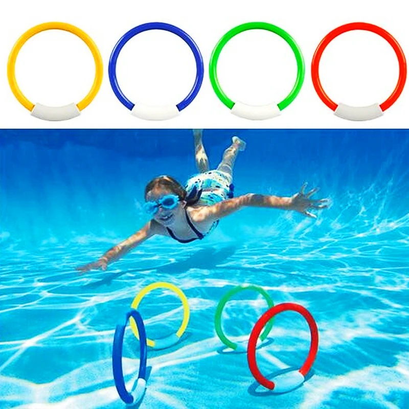 1 unidades de 4 unids buceo anillos lanzar juguetes piscina juego de buceo verano ninos submarino buceo agua anillo deporte