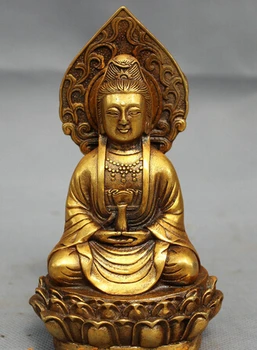 

ying68fa 004239 Chinese Bronze Gilt Buddhism Pot Lotus Kwan-yin GuanYin Buddha Goddess Statue