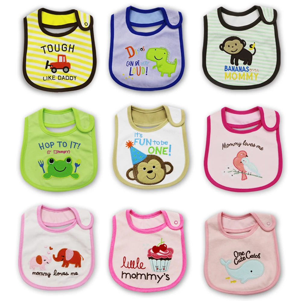 

3 Piece bavoir bandana Quality Baby Boy Girl Bib Towel Saliva Waterproof Kids Cartoon Pattern Clothes saliva bib