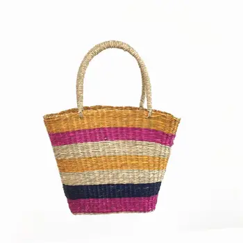 

Fashion rattan bag color striped summer straw beach bag ins net red handbag handbag 2019 new hot sale