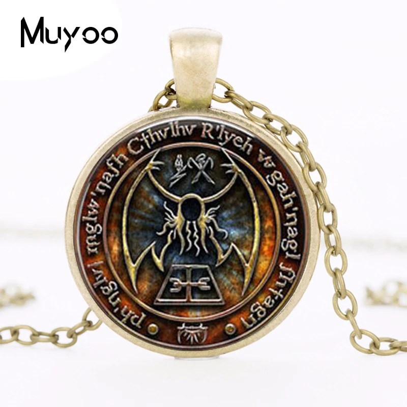 1 шт. Cthulhu R'lyeh Sigil H.P. Ожерелье из стекла с кабошоном Lovecraft HZ1|glass cabochon necklace|cabochon